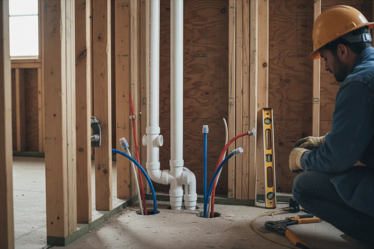 Drain and supply rough-in during Drain Cleaning in Bellaire
